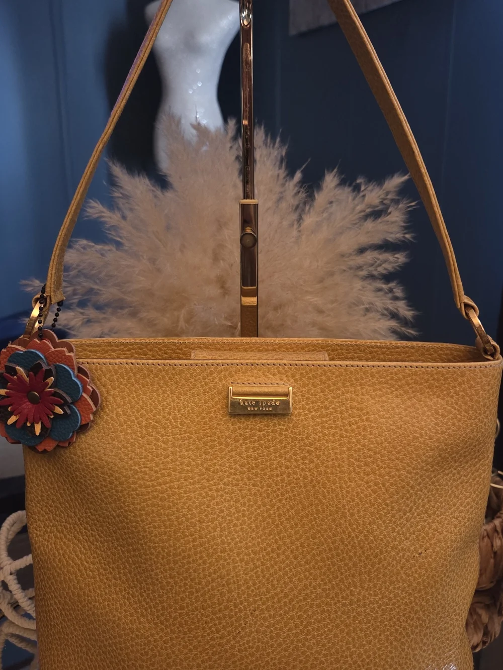 Kate Spade New York Made in Italy Mustard Pebbled Leather Bag + Roostercuster BC